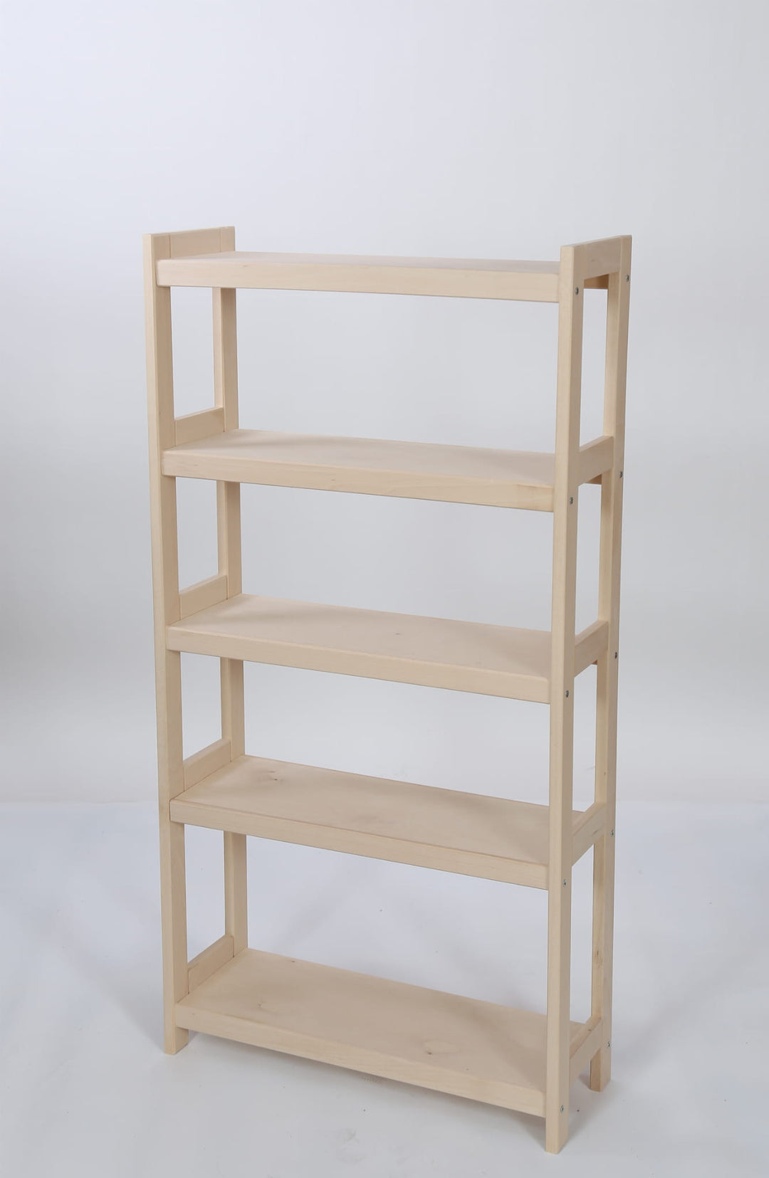 Bogreol i bøgetræ, 5 hylder, 136x50x25 cm