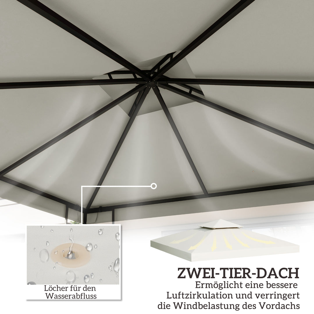 Udskiftningstag til pavillon 3x3m vandafvisende pavillontag til metalpavillon pavillon udskiftningstag havepavillon festtelt havetelt polyester cremehvid