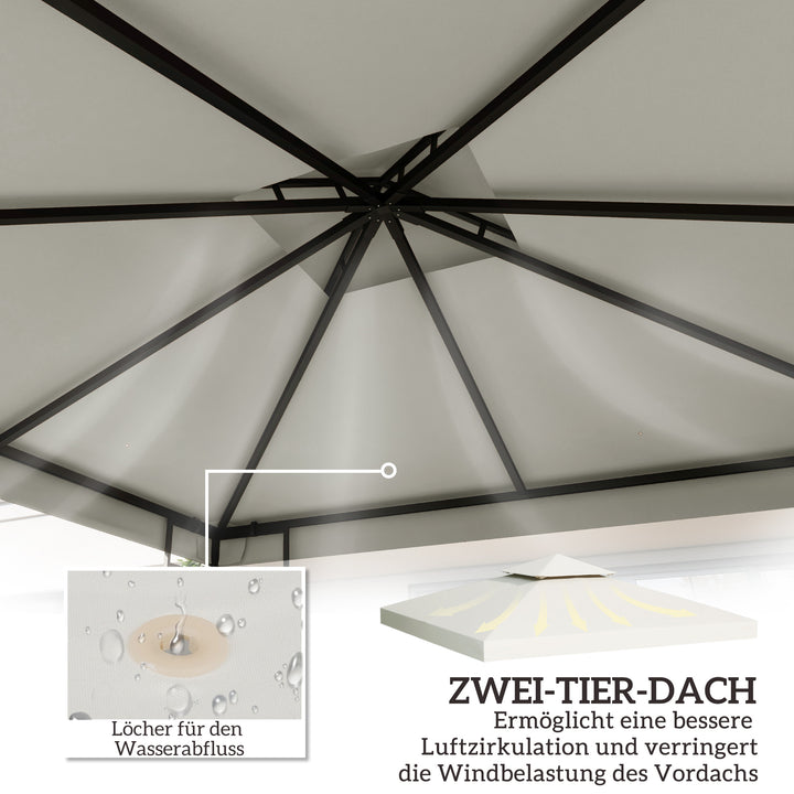 Udskiftningstag til pavillon 3x3m vandafvisende pavillontag til metalpavillon pavillon udskiftningstag havepavillon festtelt havetelt polyester cremehvid