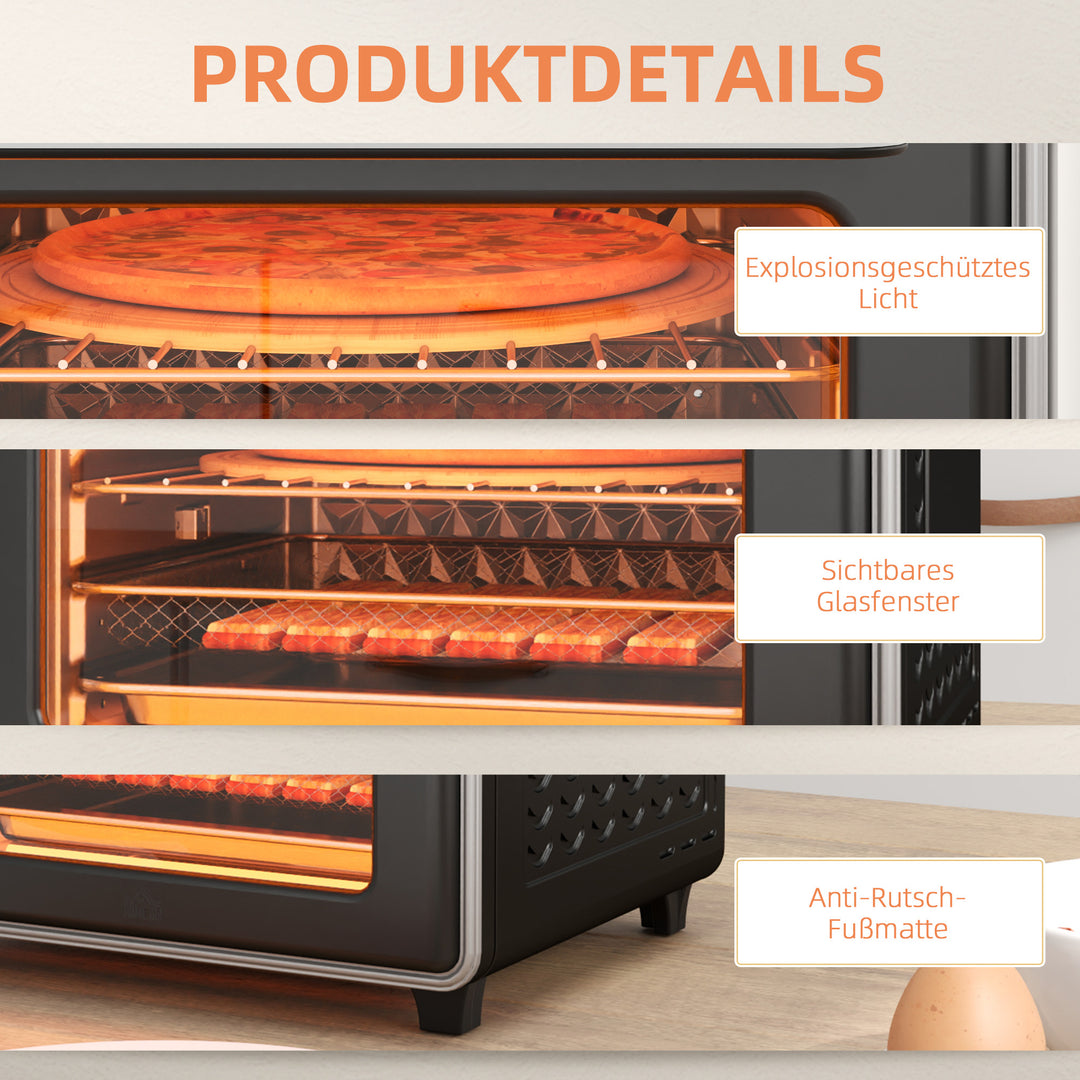 Miniovn, 20l, 5 funktioner, 360° konvektion, grillrist, krummebakke, sort