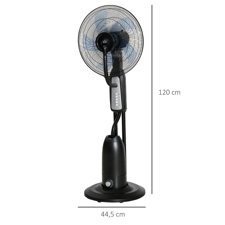 Vandkølet piedestalventilator med justerbar tågefunktion, 3 hastigheder, 2,8 L vandtank, 70° oscillation, 90 W vandventilator med hjul, 120 cm