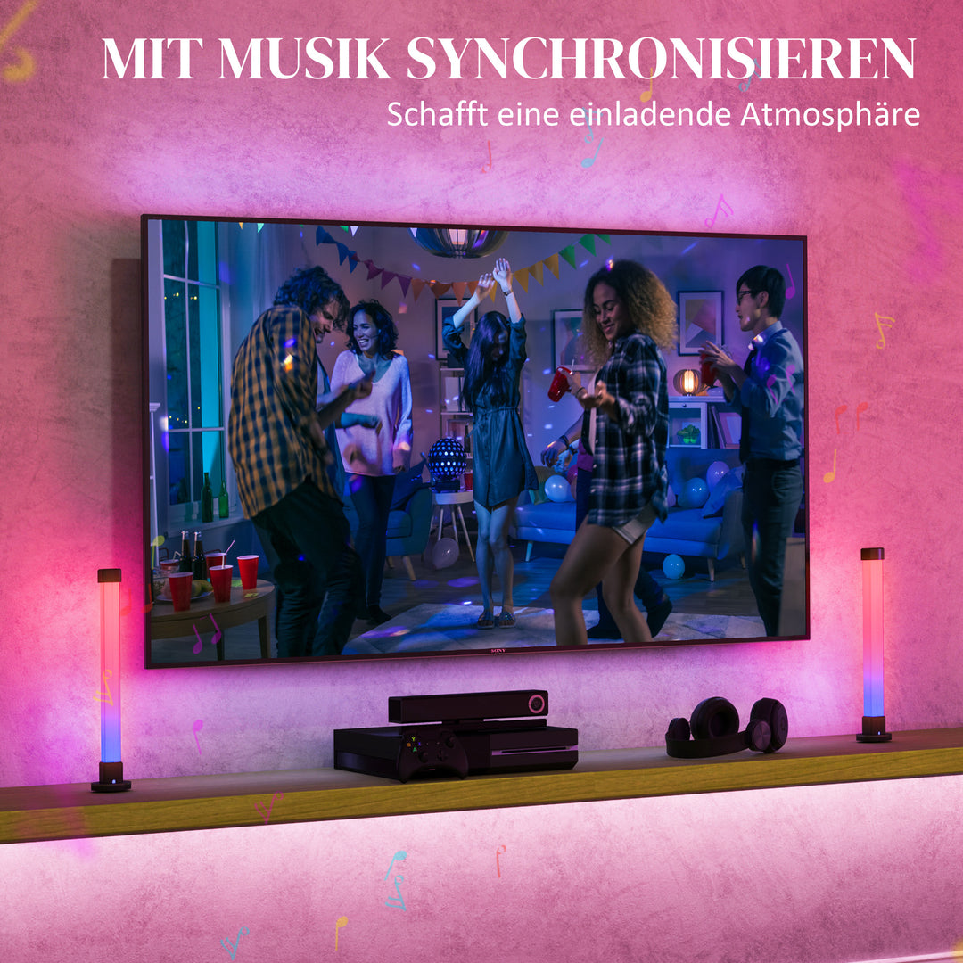 Sæt med 2 led-lamper, bordlampe med app og fjernbetjening, musiksynkronisering, farvetilstande, timer, hvid