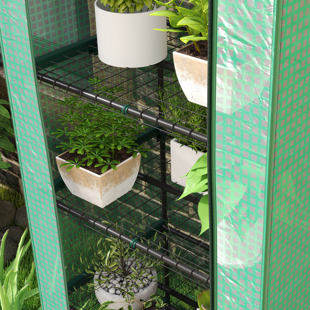 Minidrivhus til blomster eller grøntsager, stål, plastik, 69 x 49 x 193 cm, grøn