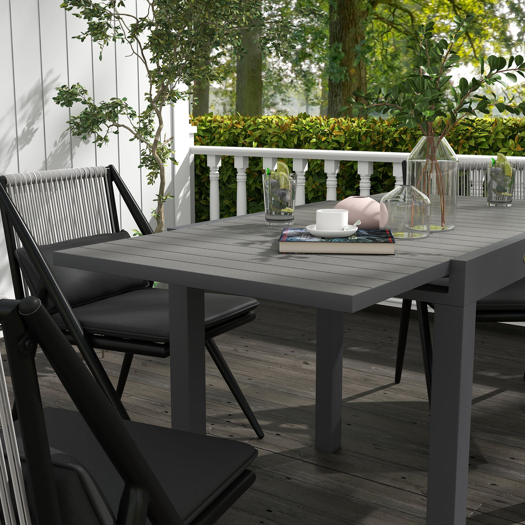 Udendørs havebord, vejrbestandigt, 162 x 80 x 75 cm, grå