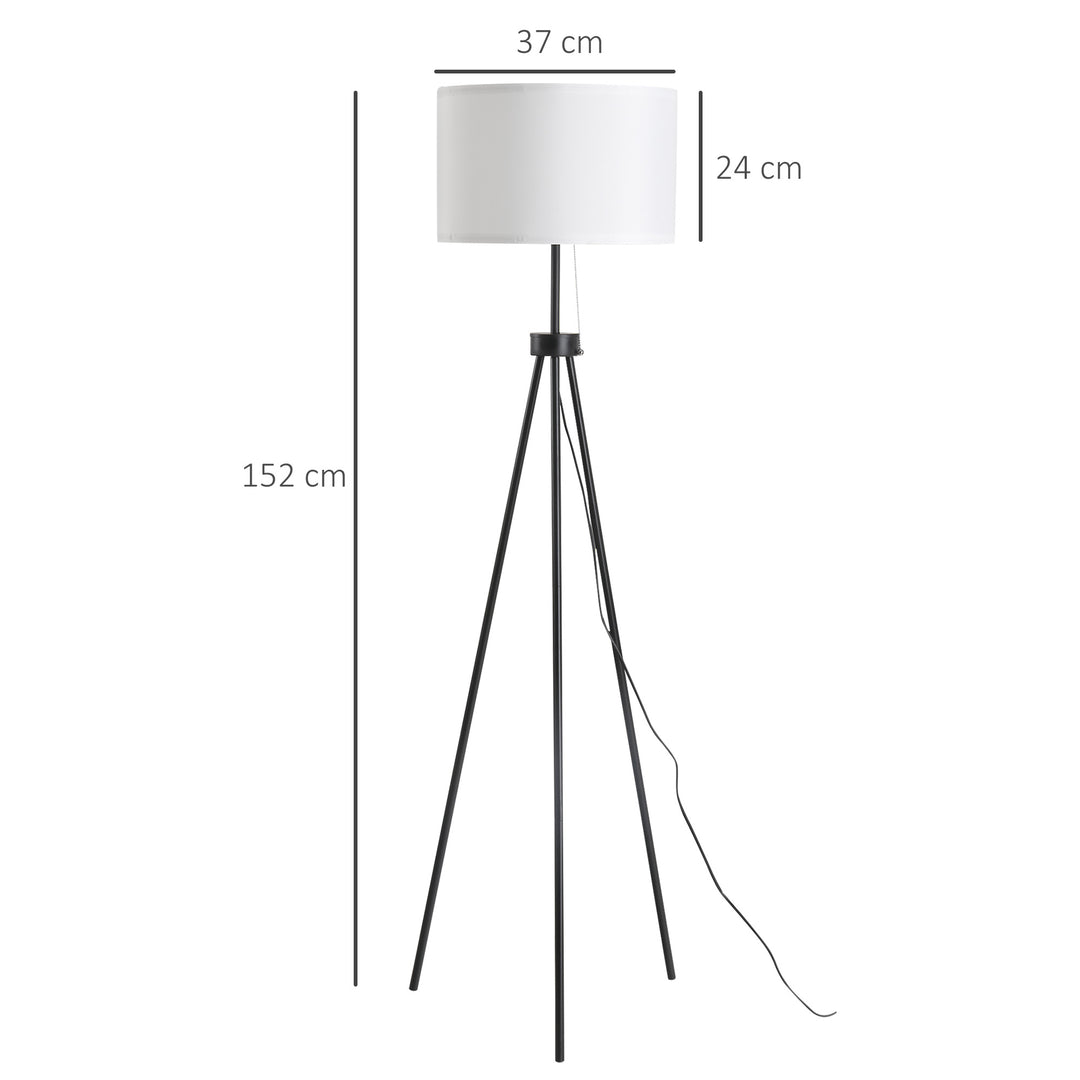 Gulvlampe e27, stål+polyester, 37x37x152cm (sort+hvid)