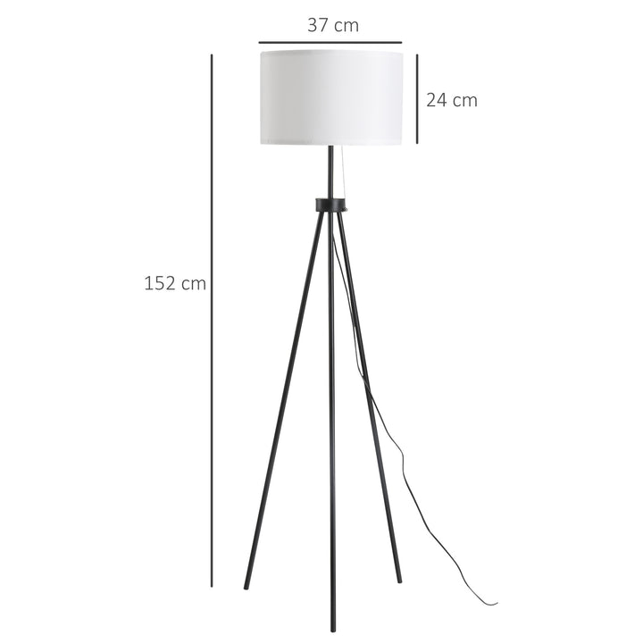 Gulvlampe e27, stål+polyester, 37x37x152cm (sort+hvid)