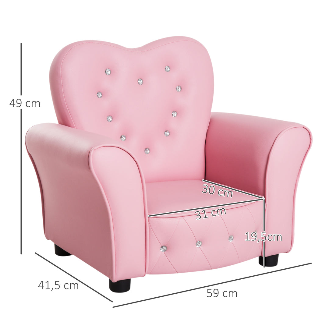 Børnesofa børnestol prinsesse minisofa børneværelsessofa hjerteformet pink l59 x b41,5 x h49 cm