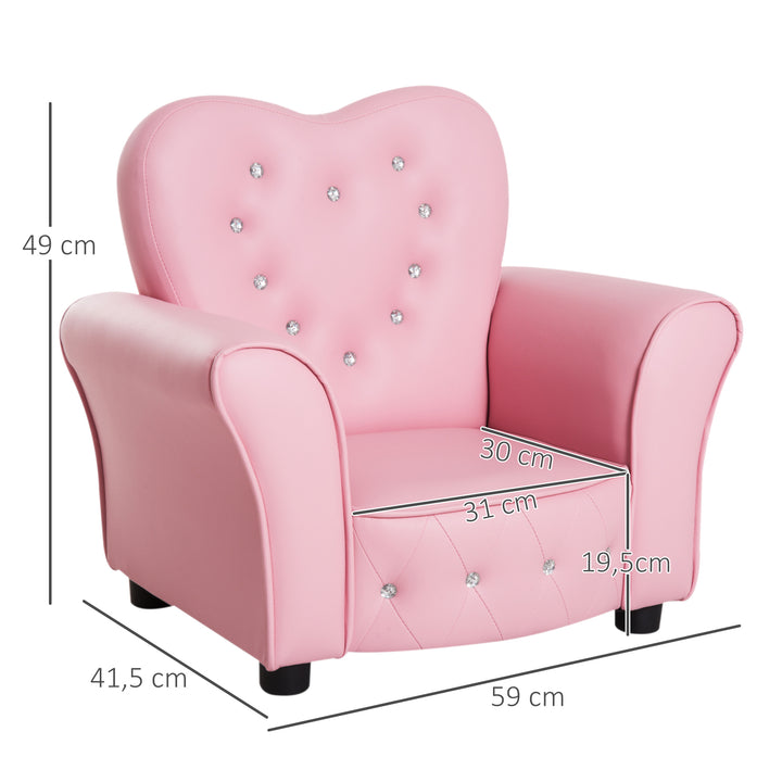 Børnesofa børnestol prinsesse minisofa børneværelsessofa hjerteformet pink l59 x b41,5 x h49 cm