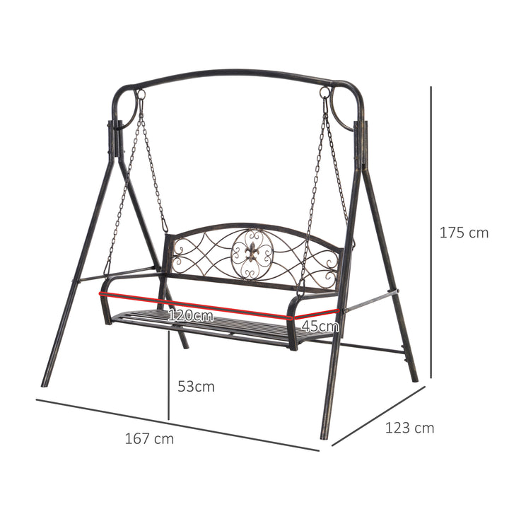 Havegynge, gyngebænk til haven, udendørs gynge, vintage design, messinglook, 167 cm x 123 cm x 175 cm