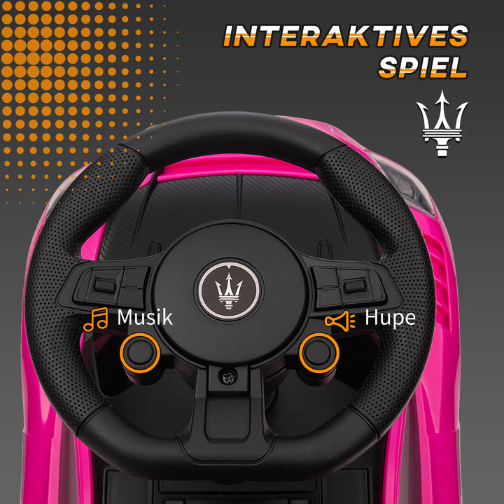 Køretøj, køretøj med licens, interaktivt horn og musikknapper, plast og stål, pink, 65 x 29 x 37 cm