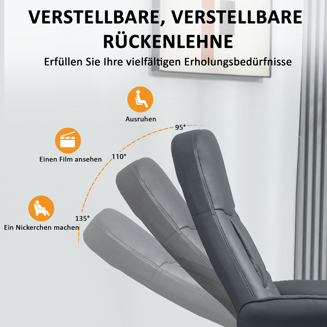 Massagestol med fodskammel, ergonomisk stol med 10 vibrationspunkter, kunstlæder, 76 x 81 x 105 cm, mørkegrå