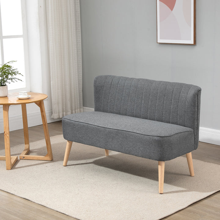 2-Personers sofa, blød polstring, letplejeligt betræk, op til 150 kg, 117 x 56,5 x 77 cm, lysegrå