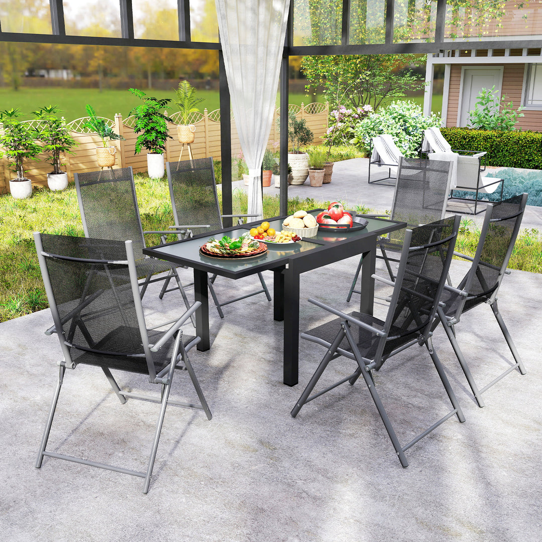 Udtrækkeligt havebord, udendørsbord, udvideligt buffetbord, vejrbestandigt, 160 cm × 80 cm × 75 cm, sort