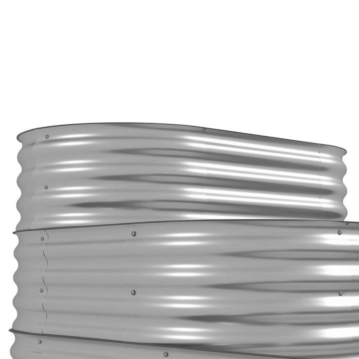 Højbed, udendørs blomstertrappe-plantekasse, 3 trin, 158 x 109 x 82 cm, sølv