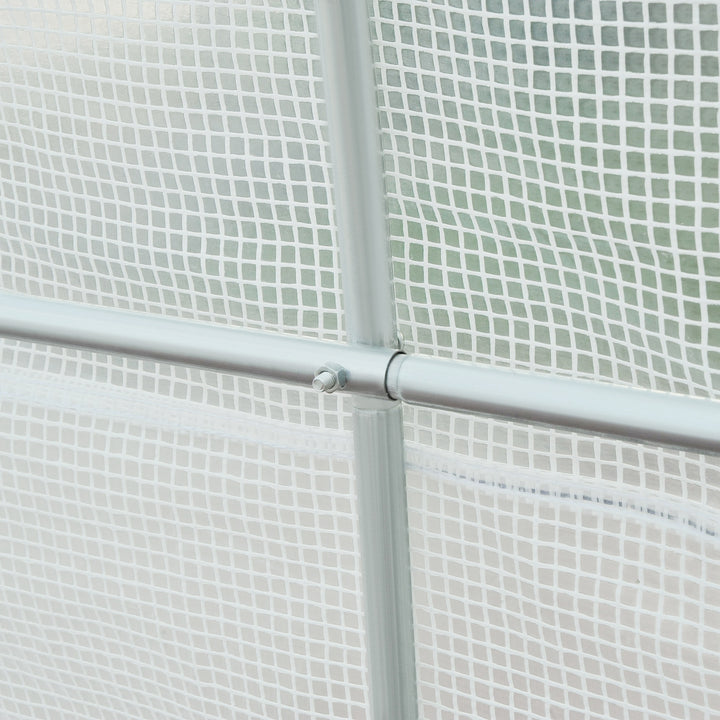 Plastikdrivhus med metalramme, 4,45 x 2 x 2 m, hvidt