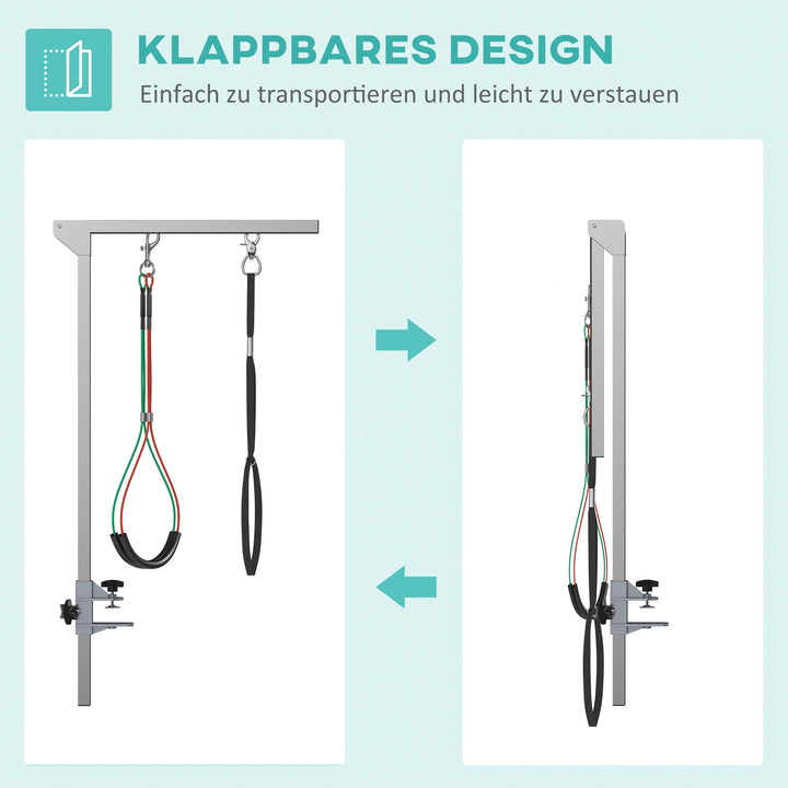 Højdejusterbart kæledyrstrimmebord, 36 x 8 x 74 cm, sølv