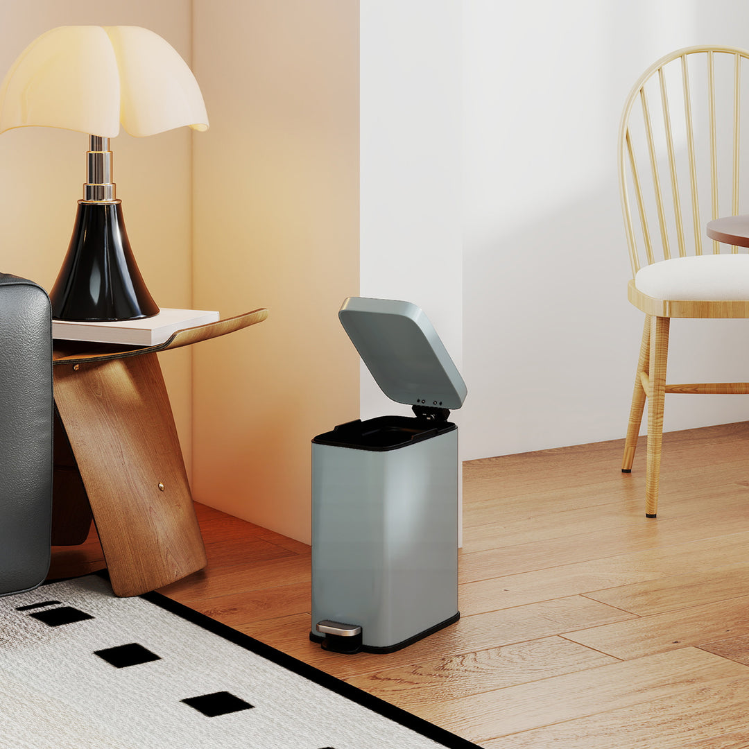 Metal skraldespand, 5 l kapacitet, med fodpedal, med indvendig spand, grå