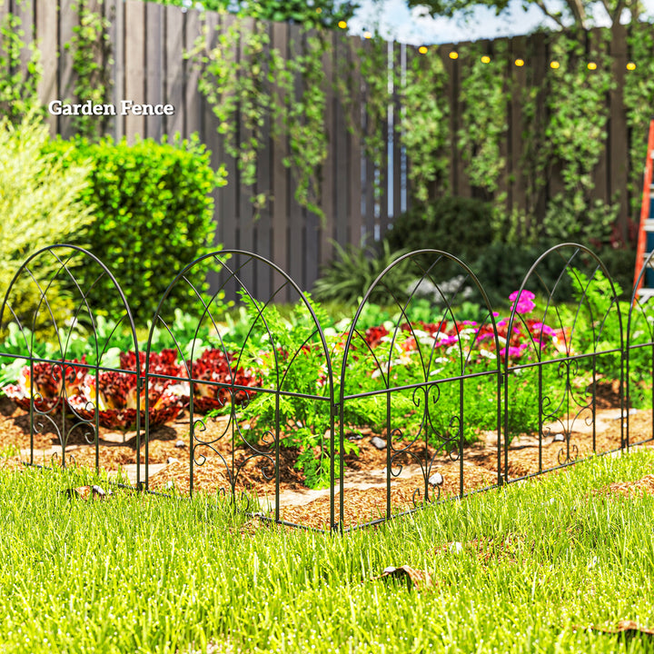 Havehegn stål 300 cm x 70 cm højt dekorativt gitterhegn sæt hegnselementer sort