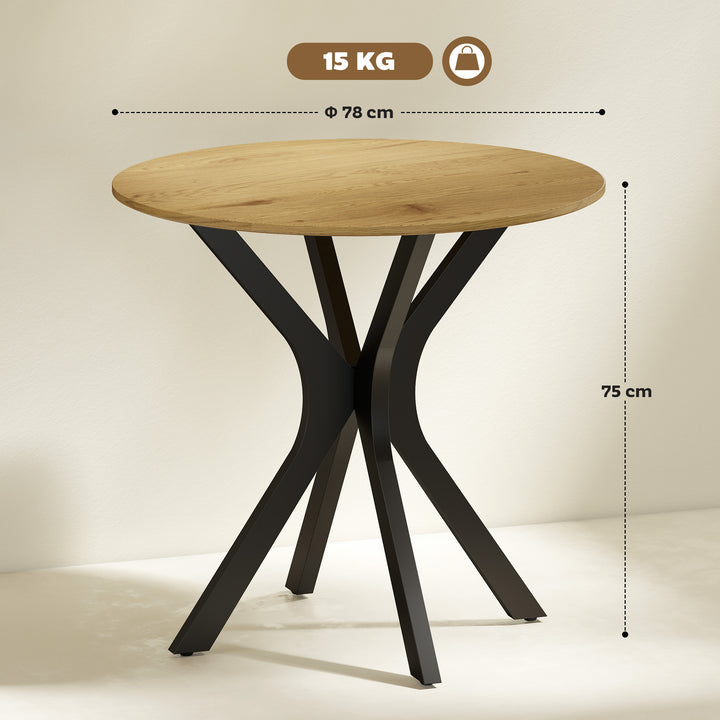 Spisebord, køkkenbord, rundt bord, moderne design, 78 cm x 78 cm x 75 cm, naturtræ