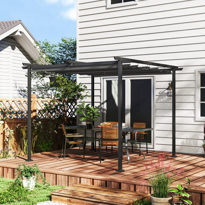 3 x 3 m havepergola med justerbart tag, metalramme, UPF30+ beskyttelse, solskærm til veranda, terrasse, mørkegrå