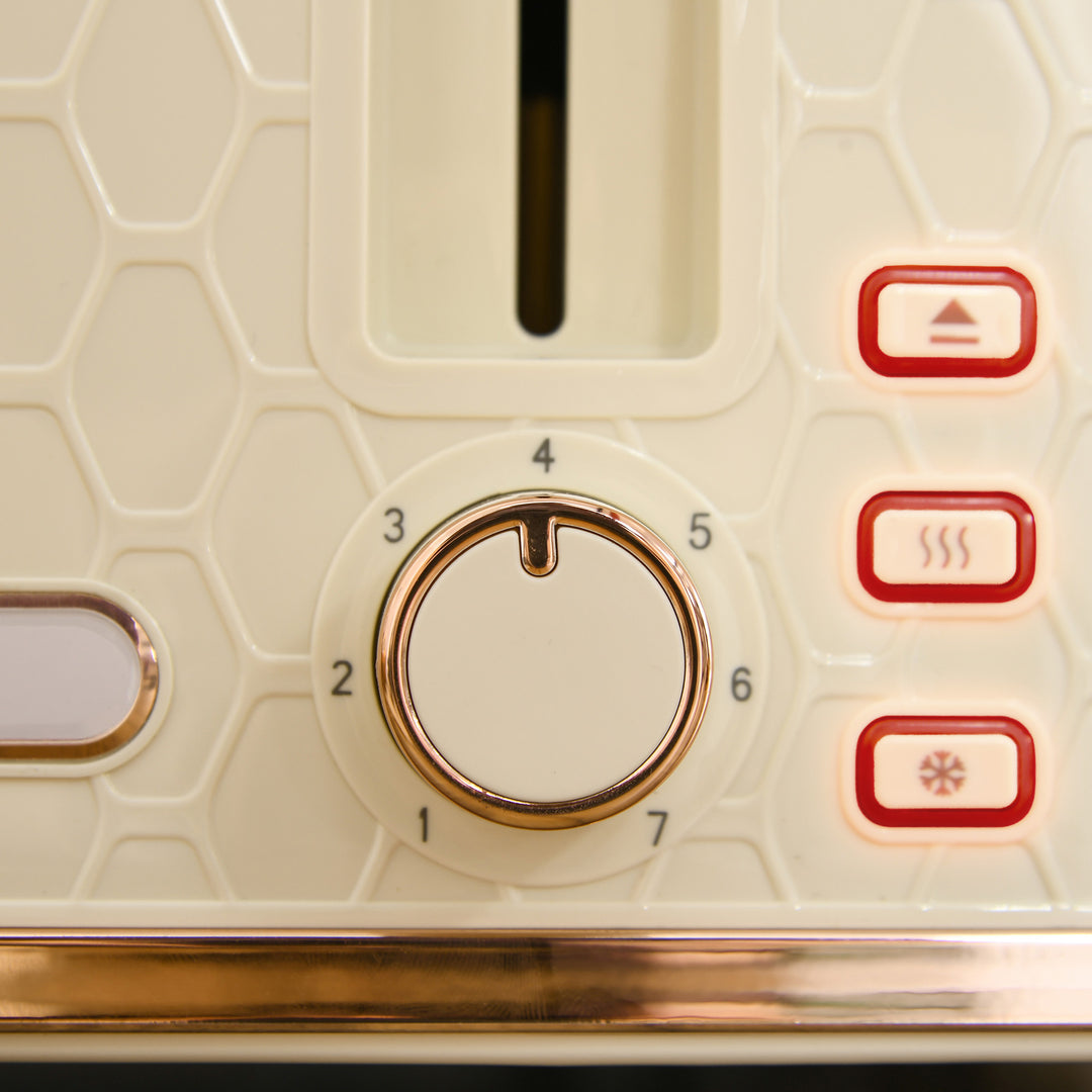 2-I-1 køkkensæt, brødrister og elkedel, flere muligheder, 1,7 l, 4 skiver ristet brød ad gangen, plastik, beige