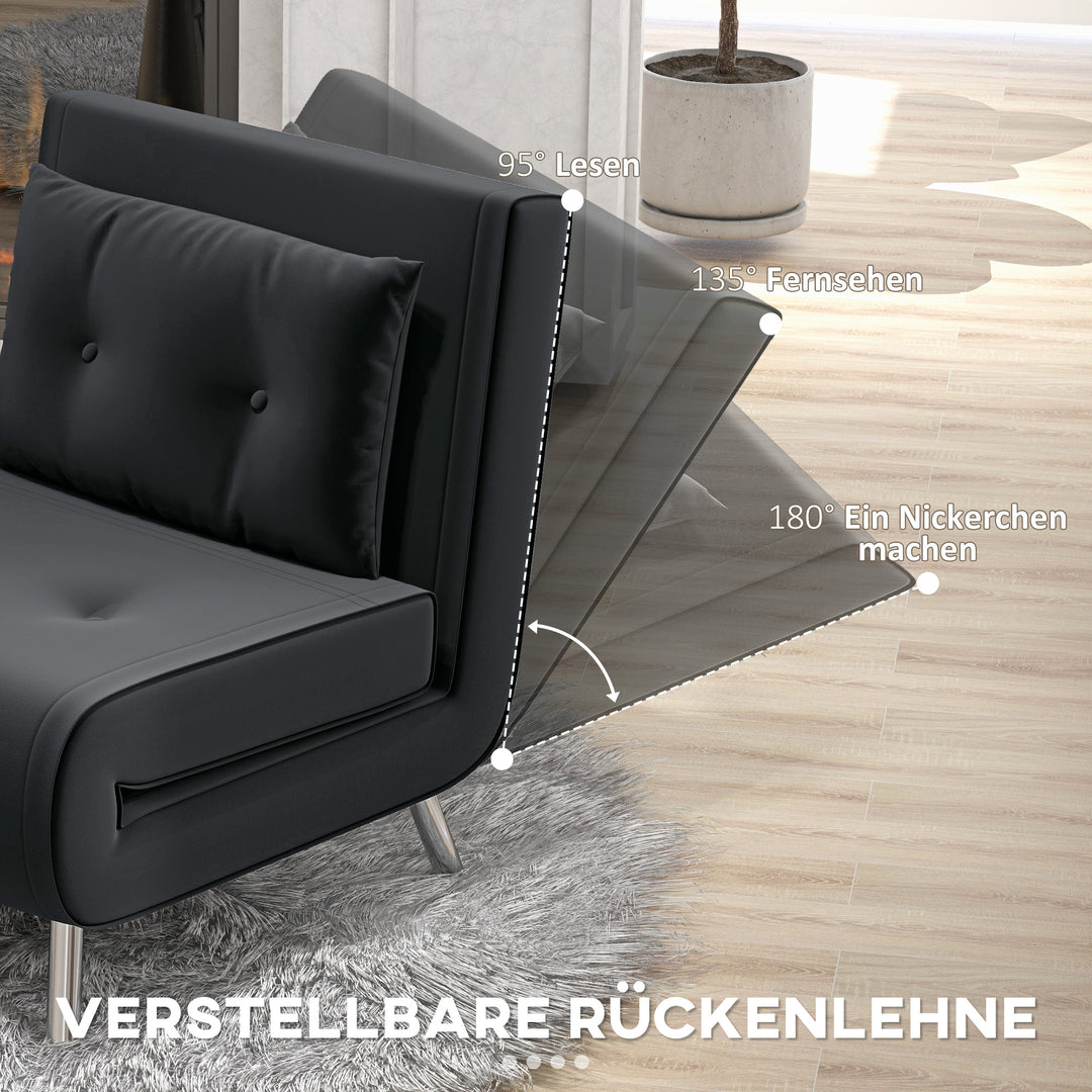 Lænestol med lænefunktion, knapsyninger, linnedlook, 77 cm x 88 cm x 83 cm, sort