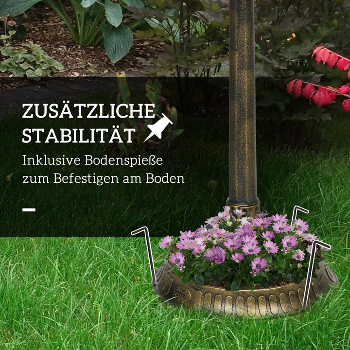Fuglebad med statuer, 2 bassiner, plastik, antikt look, 49,5L x 38B x 81H cm, bronzefarvet