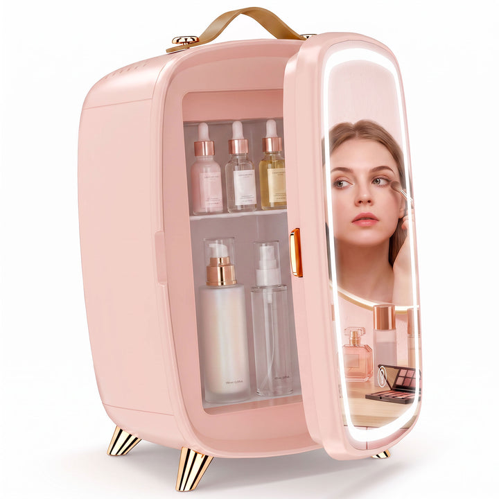 Minikøleskab 6 liter LED spejl kosmetikkøleskab pink