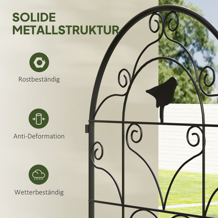 Metalespalier sæt med 2 til stikkontakt, rustfri, med fugledesign til klatreplanter, 50x120 cm, sort