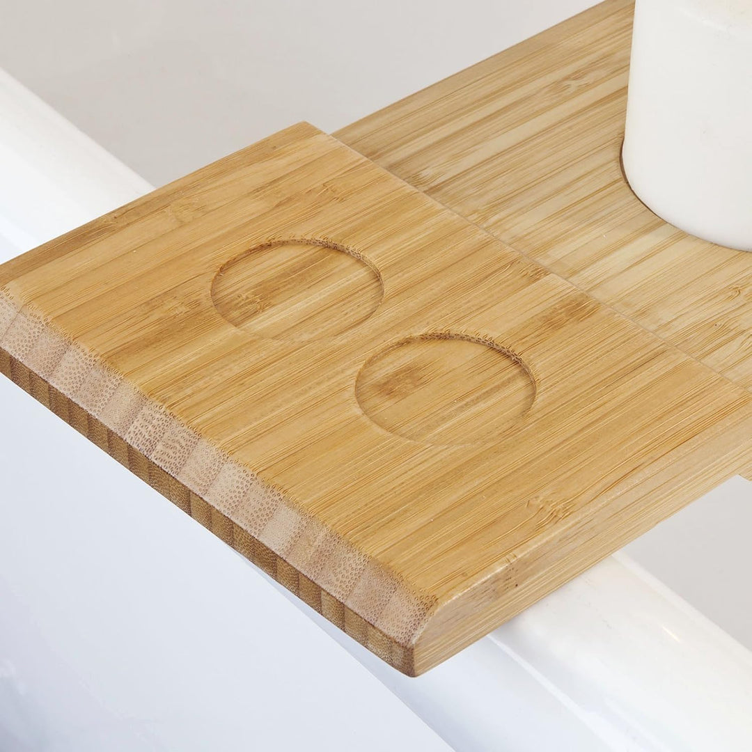 Badekarstativ i bambus, hylde til badekar med holder til tablet/mobil