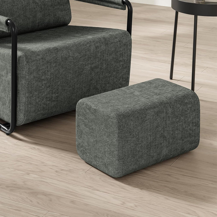 Sofa med fodskammel, 30D højelastisk skumfyld, 67 × 74 × 78 cm, grå