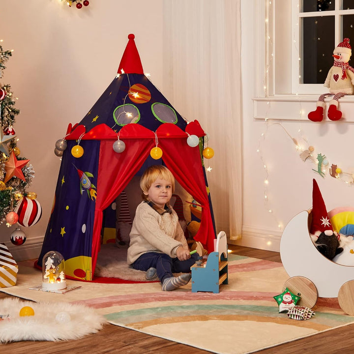 Prince Castle legetelt til småbørn, til indendørs og udendørs brug. Bærbart pop-up teepee med bæretaske, CE EN71-certificeret, blå, mål: 101 x 101 x 120 cm