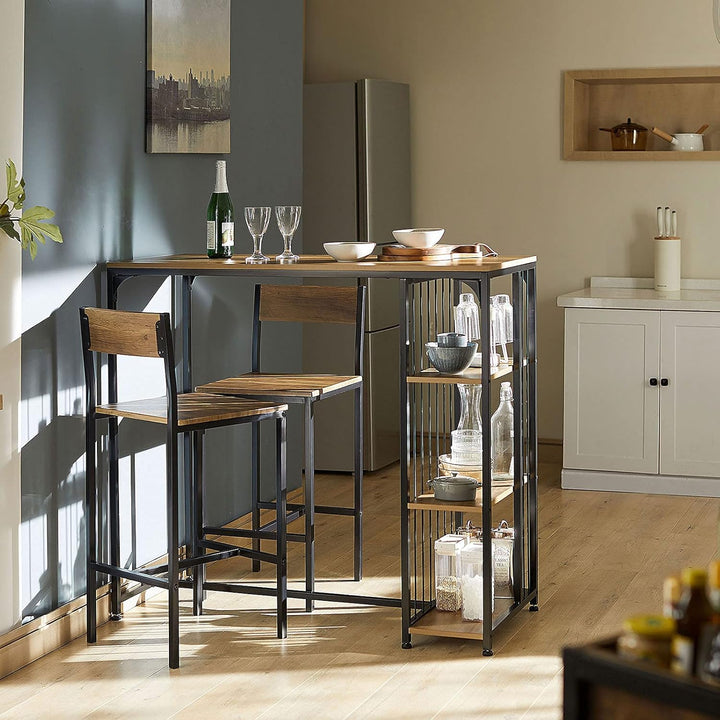 Sæt med 2 barstole, arbejdsstole, barstol med ryglæn - MDF, metal, sædehøjde 67 cm