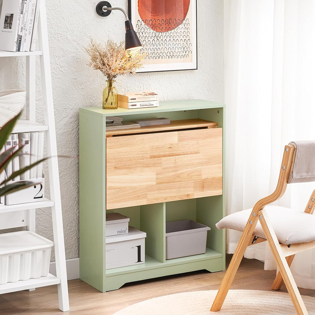 Pladsbesparende skrivebord med hylder, B70 x D54 x H85 cm, grøn