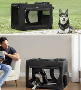 Hundetaske, sammenklappelig stoftaske, 102 x 69 x 69 cm, sort