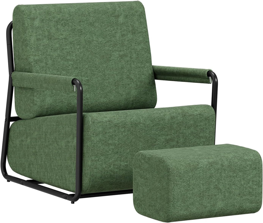 Sofa med fodskammel, 30D højelastisk skumfyld, 67 × 74 × 78 cm, grøn