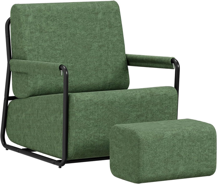Sofa med fodskammel, 30D højelastisk skumfyld, 67 × 74 × 78 cm, grøn