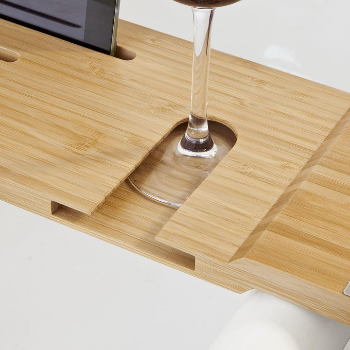 Badekarstativ i bambus, hylde til badekar med holder til tablet/mobil