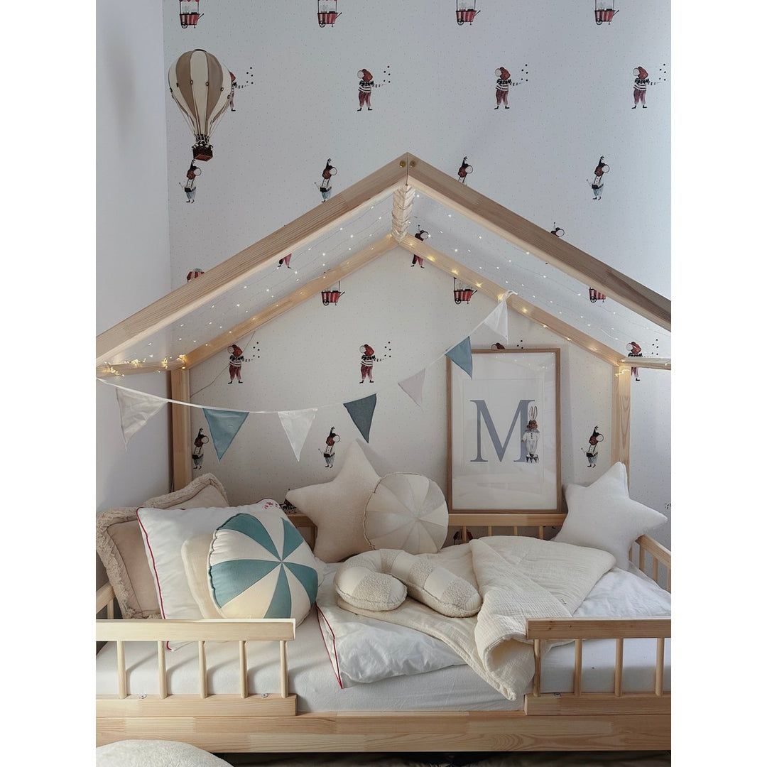 "White lamb" boucle, bomuld Patchwork Lillipop pude