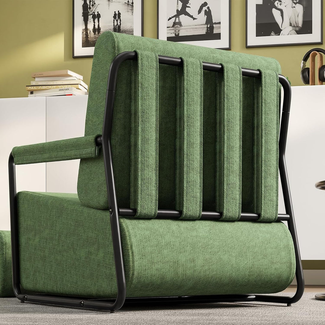 Sofa med fodskammel, 30D højelastisk skumfyld, 67 × 74 × 78 cm, grøn