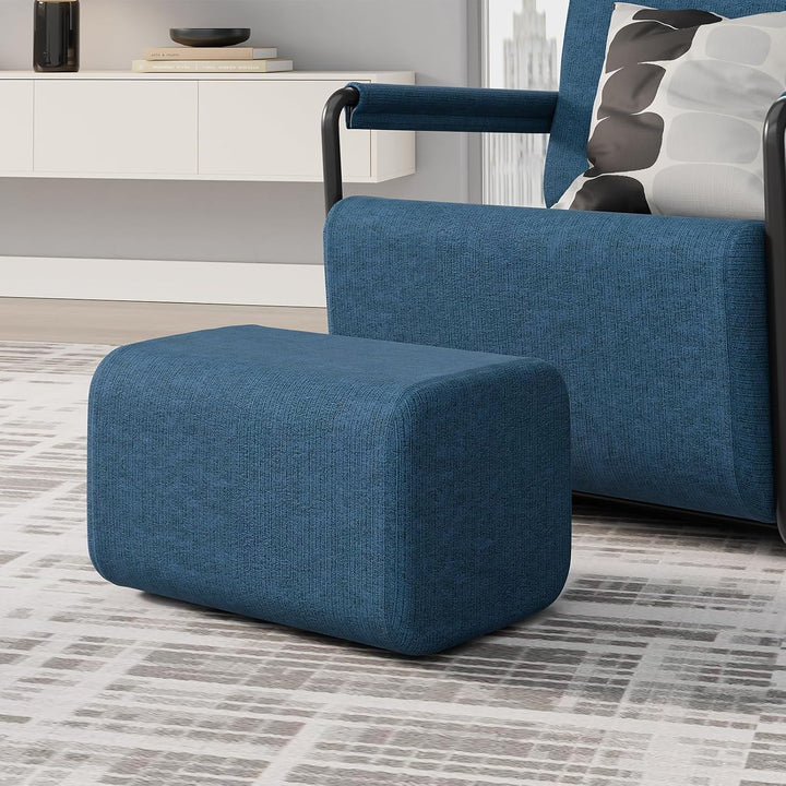 Sofa med fodskammel, 30D højelastisk skumfyld, 67 × 74 × 78 cm, blå