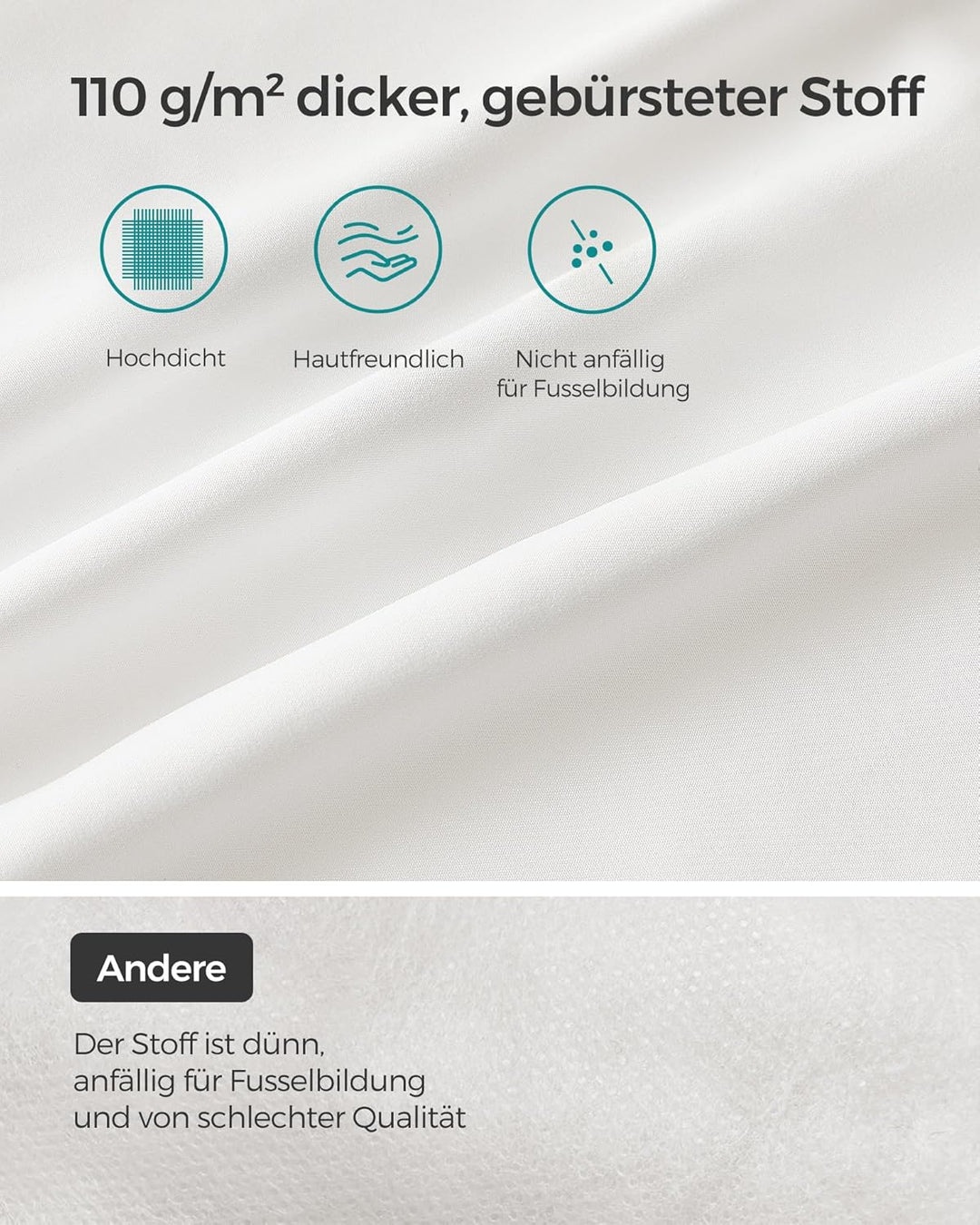 Pude, 80 x 80 cm, fyld 1500 g, blødt betræk i børstet polyesterstof, pude, maskinvaskbar ved 60°, med opbevaringspose, hvid