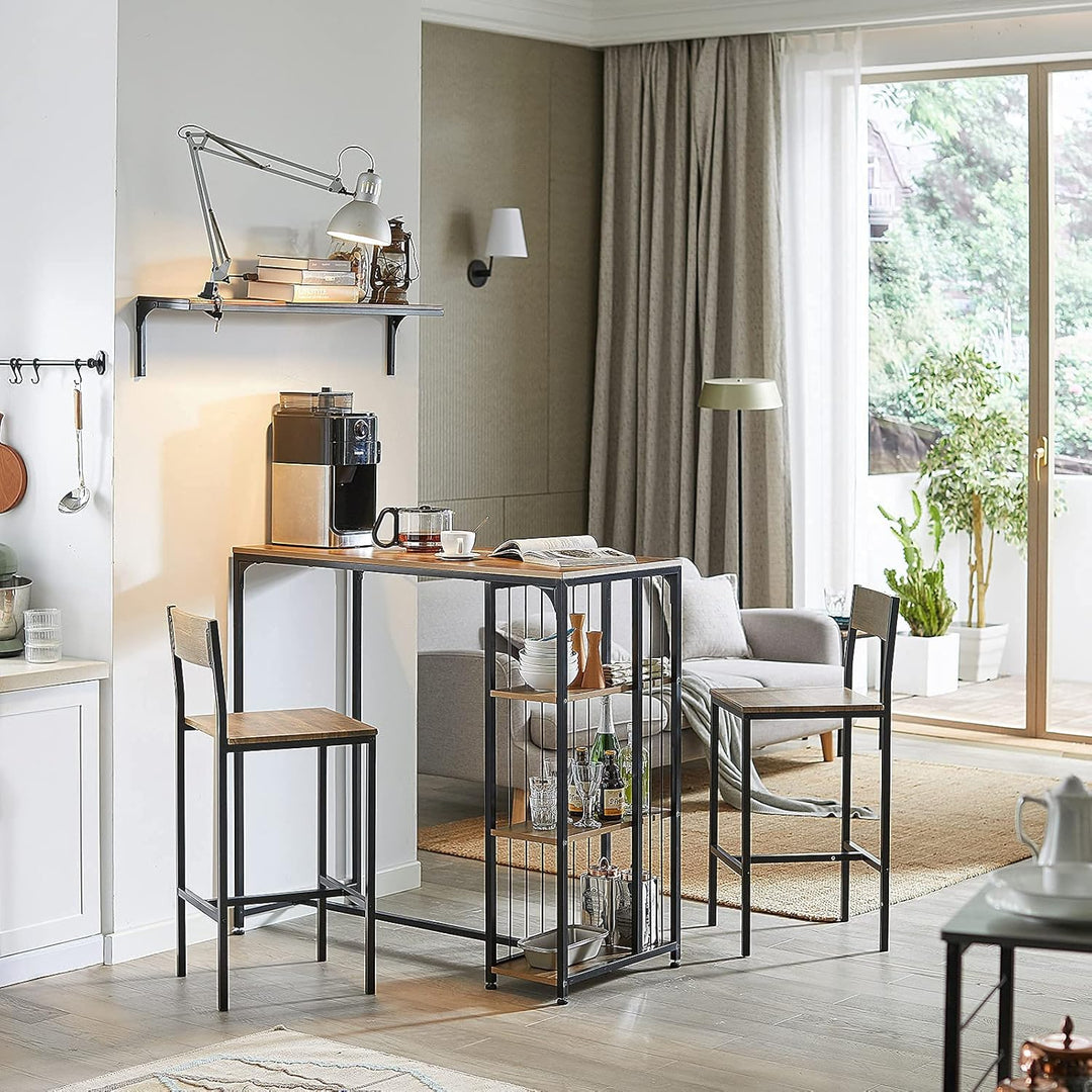 Sæt med 2 barstole, arbejdsstole, barstol med ryglæn - MDF, metal, sædehøjde 67 cm