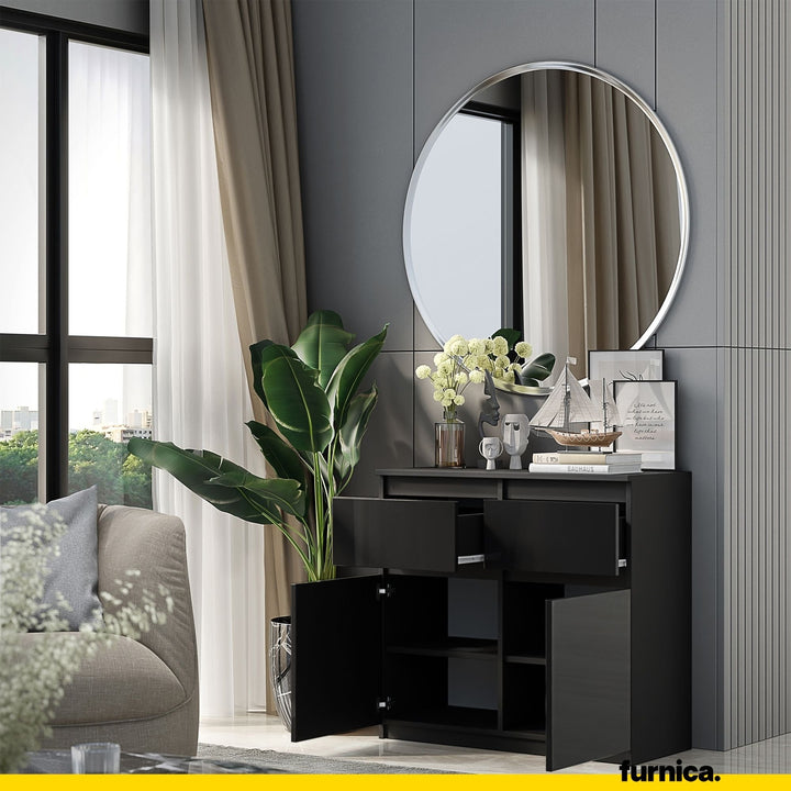 NOAH - Kommode med 3 skuffer - antracitgrå / højglans sort H75cm B80cm D35cm