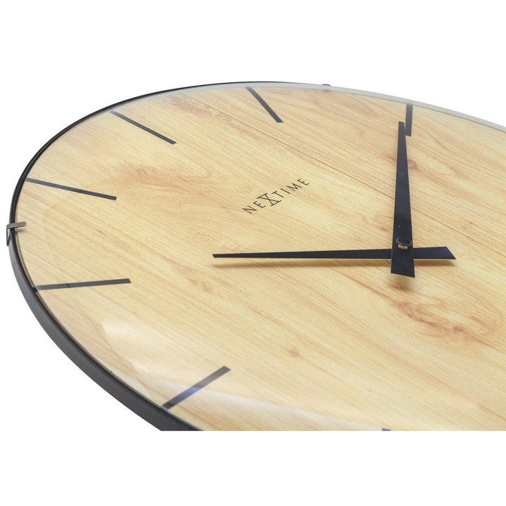 Vægur - 35 cm - Dome Glas - 'Edge Wood Dome'