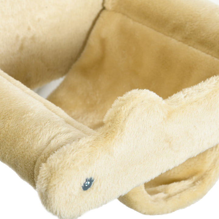 Kattetrappe, 4-delt sæt, 3-trins stige, 2 platforme, hængekøje, plysbetræk, beige