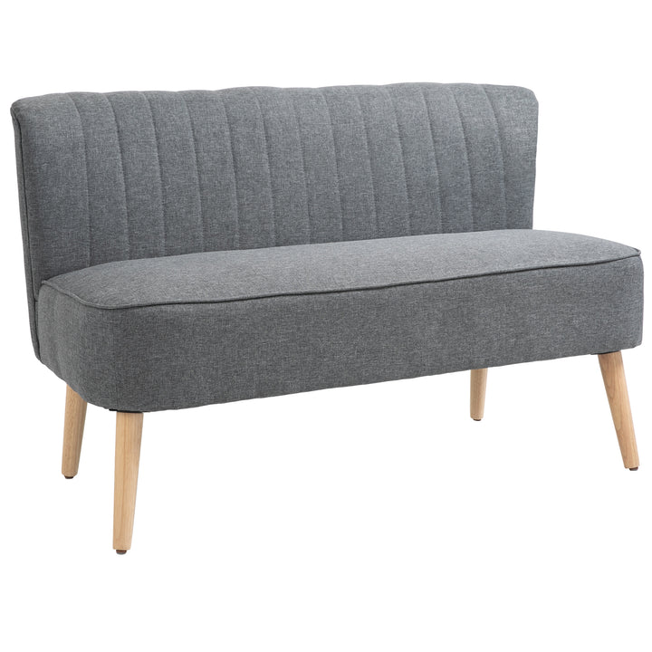 2-Personers sofa, blød polstring, letplejeligt betræk, op til 150 kg, 117 x 56,5 x 77 cm, lysegrå