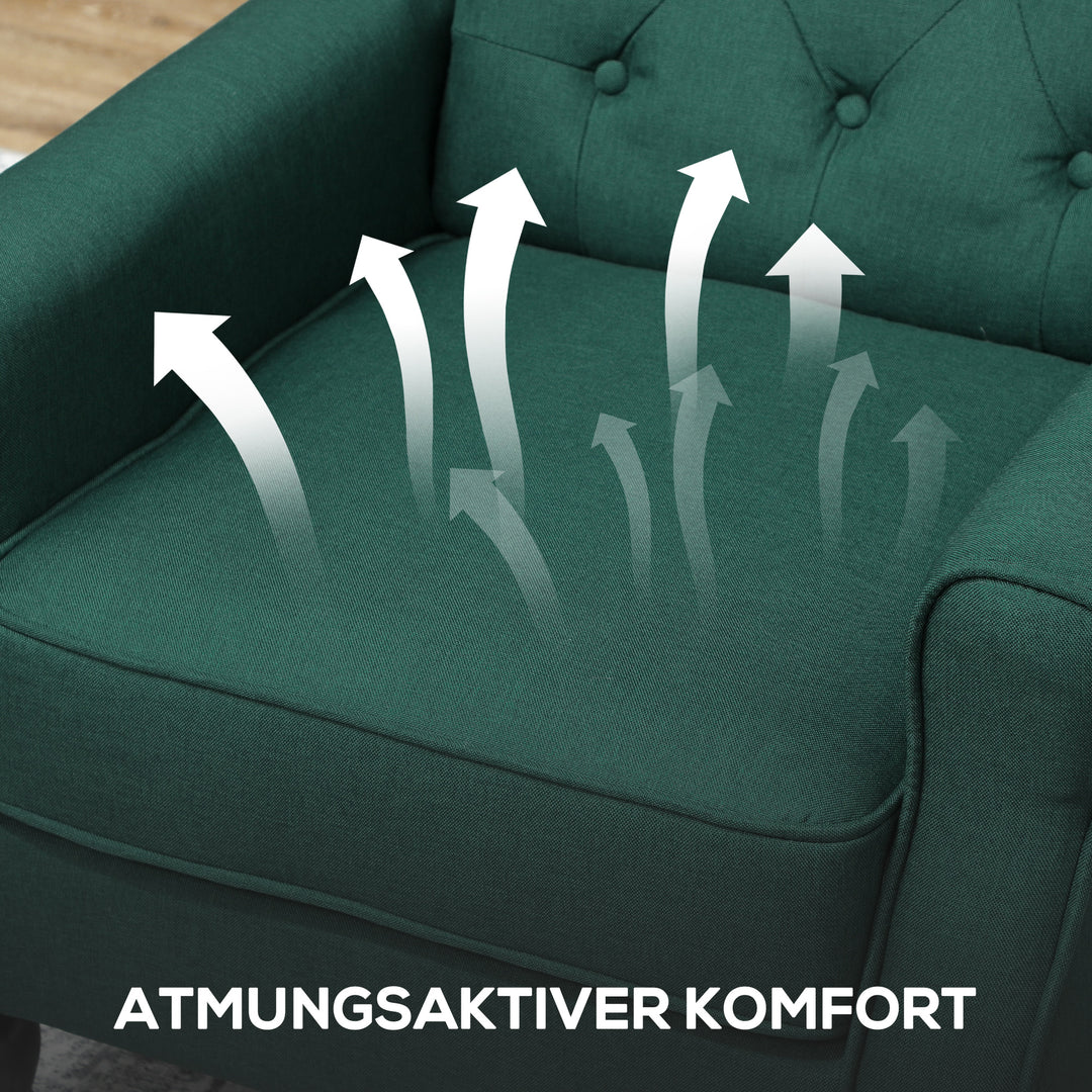 Elegant lænestol med ryglæn, tykt polstret, aftageligt betræk, 74 x 86 x 102 cm, mørkegrøn