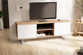 Lavt tv-bord i egedekor og hvid - 150x55x40 cm