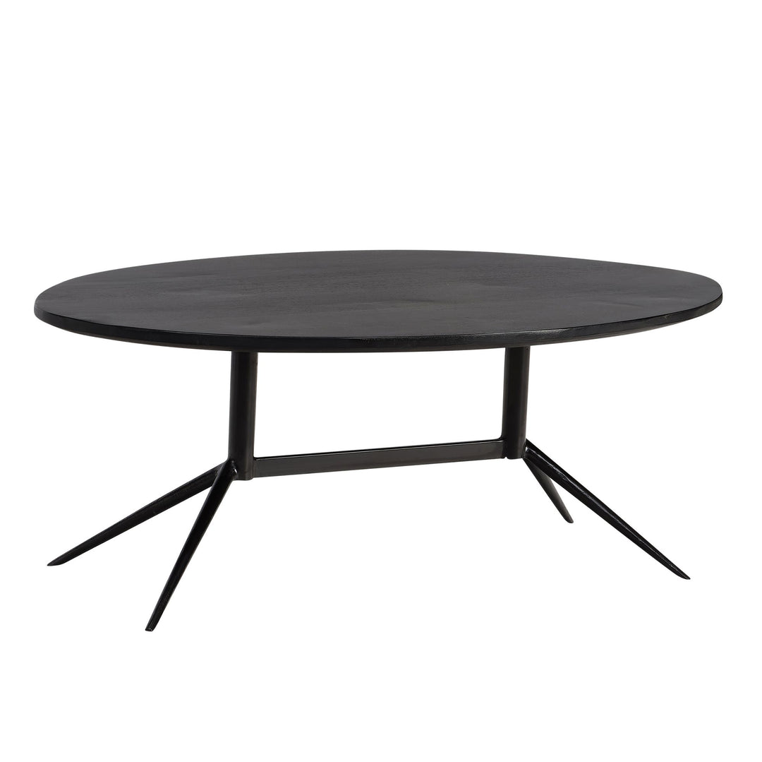 Smukt sofabord i oval form, massivt træ, B90xD50xH35cm
